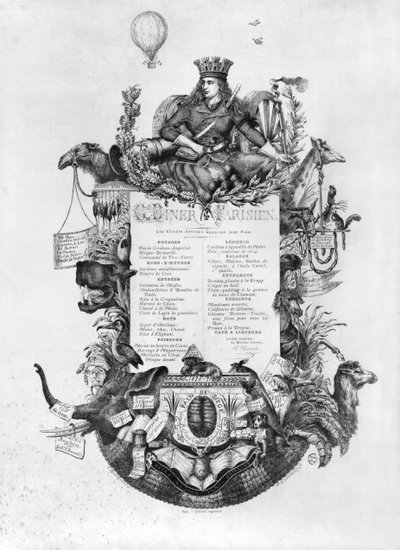 Grand Dîner Parisien, menu affiché pendant le Siège de Paris, 1870-71 - Felix Jean Gauchard